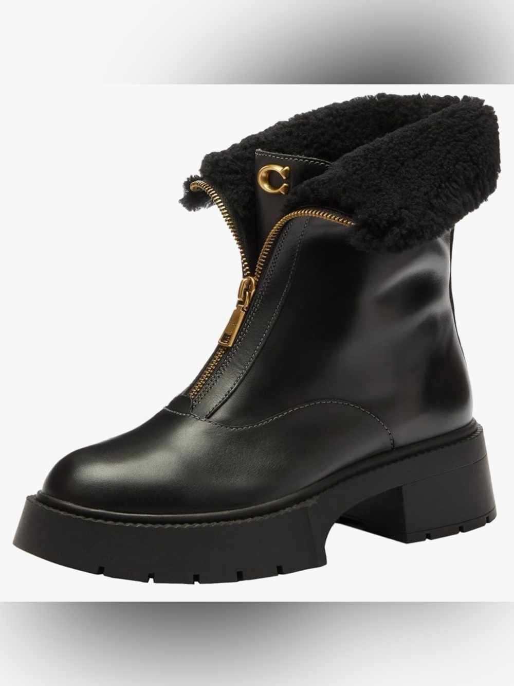 Coach LEAH Black Shearling Boots US 8 NEW $325
